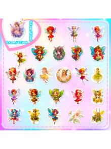 Finego Fairy Stickers 50 Pcs, Fairy Tale Butterfly Flower Fairies Vinyl Decal, Waterproof Sticker Pack Perfect For Laptop, Water Bottle, , Phone, Kids - Multicolor - View 3