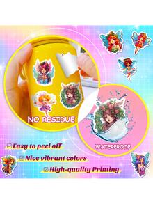 Finego Fairy Stickers 50 Pcs, Fairy Tale Butterfly Flower Fairies Vinyl Decal, Waterproof Sticker Pack Perfect For Laptop, Water Bottle, , Phone, Kids - Multicolor - View 9