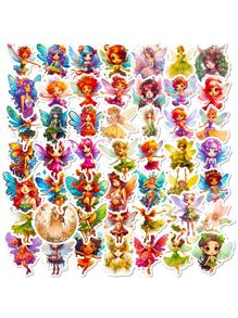 Finego Fairy Stickers 50 Pcs, Fairy Tale Butterfly Flower Fairies Vinyl Decal, Waterproof Sticker Pack Perfect For Laptop, Water Bottle, , Phone, Kids - Multicolor - View 7