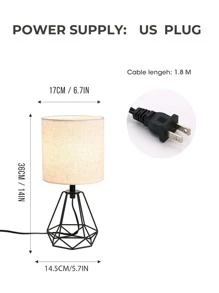 KUNJOULAM 1pc Black Metallic Hollow Out Base Table Lamp With Linen Fabric Lampshade, Use E26 Bulb, Suitable For Living Room, Bedroom - Black - View 5