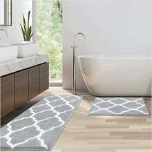 Pauwer Bath Rug Set 2 Piece Non Slip AbsorbENTt Bath Mats Runner Bathroom Runner - Grey - View 1