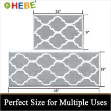 Pauwer Bath Rug Set 2 Piece Non Slip AbsorbENTt Bath Mats Runner Bathroom Runner - Grey - View 2