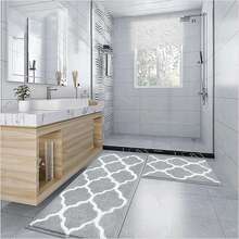 Pauwer Bath Rug Set 2 Piece Non Slip AbsorbENTt Bath Mats Runner Bathroom Runner - Grey - View 3