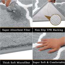 Pauwer Bath Rug Set 2 Piece Non Slip AbsorbENTt Bath Mats Runner Bathroom Runner - Grey - View 4
