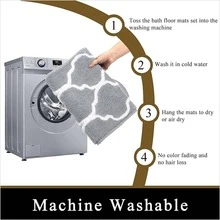 Pauwer Bath Rug Set 2 Piece Non Slip AbsorbENTt Bath Mats Runner Bathroom Runner - Grey - View 6