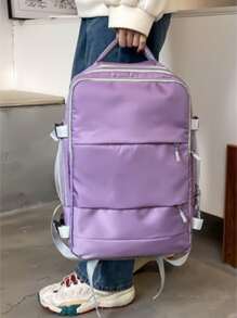 2024 Lớn Du lịch Ba lô , Mang Ba lô , Đi bộ du lịch Ba lô máy tính xách tay Không thấm nước Ngoài trời Thể thao Ba lô Giải trí Ba lô Cặp sách - Màu tím - Xem 5