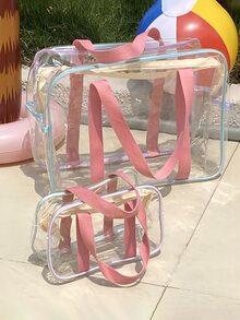 1pc Large Capacity Waterproof Swimming Bag, Summer PVC Transparent Beach Shoulder Hand-held Portable Storage Bag - Multicolor - View 2