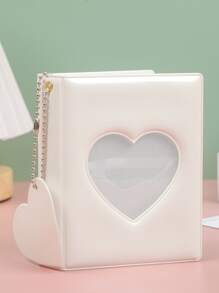 Heart Hollow Mirror 3 Inch Single Frame Polaroid Photo Album - White - View 1