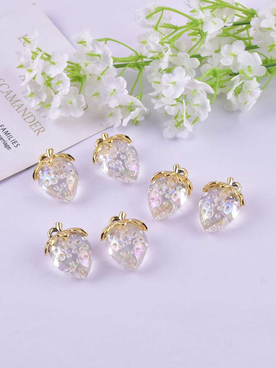 6入組/套塑膠草莓DIY首飾類吊墜