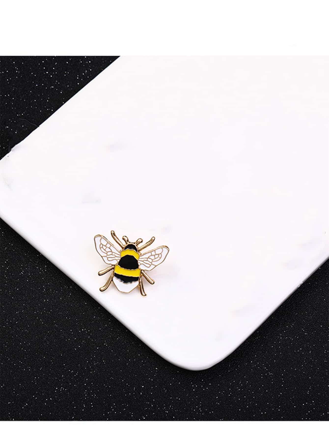 创意个性化蜜蜂造型锌合金徽章胸针，昆虫翻领别针服装配饰，1个 - 彩色 - 查看 1