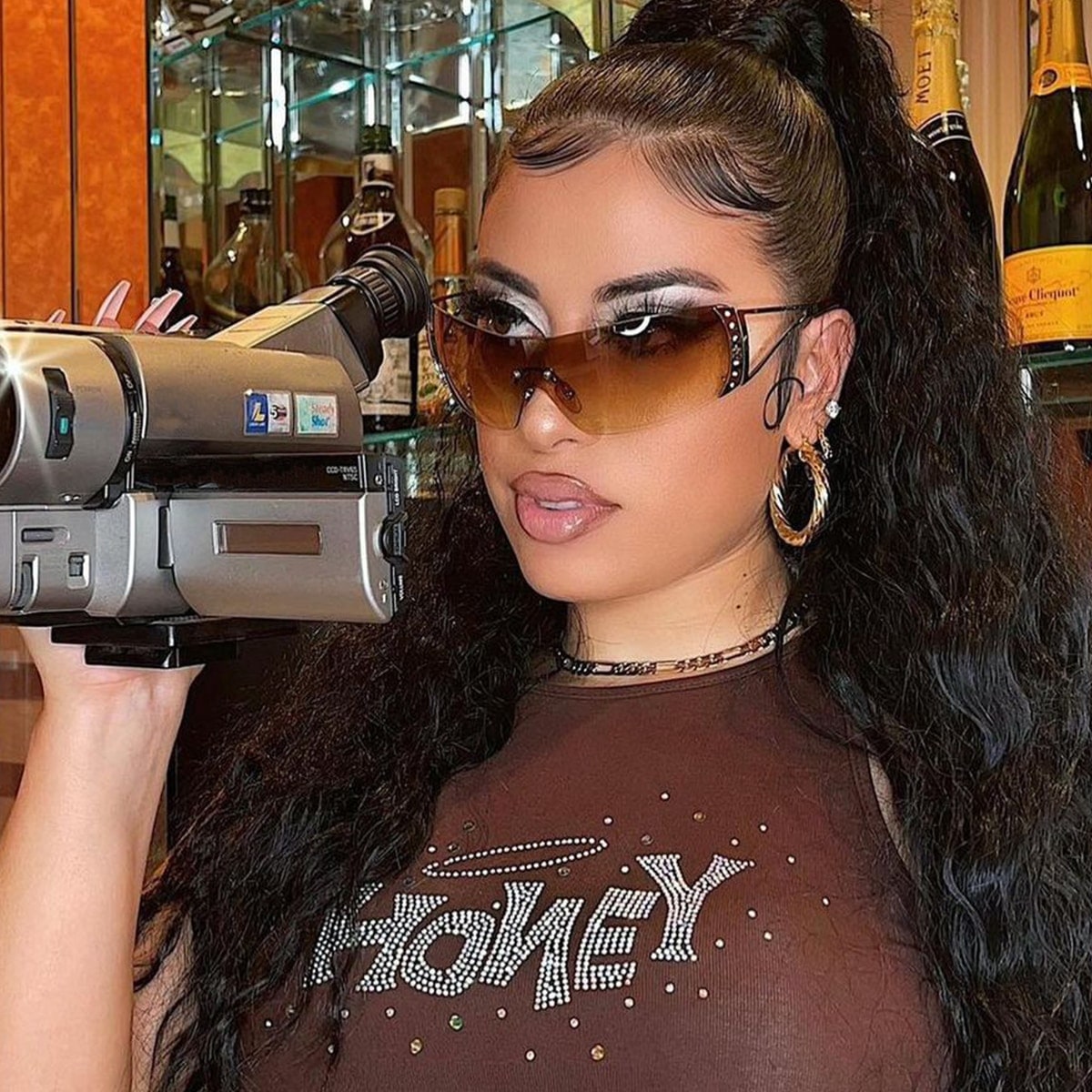 1 paire de Lunettes de soleil futuristes Y2K sans monture, accessoires de plage pour fÃªte