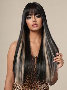 negro rubio pelo lacio con tupe para de mujeres cada día falso suave sintético pelo para fiesta de fiesta - Color Piano - Ver 3