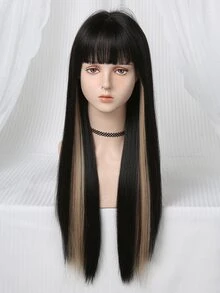 negro rubio pelo lacio con tupe para de mujeres cada día falso suave sintético pelo para fiesta de fiesta - Color Piano - Ver 5