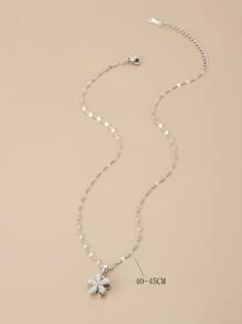 1 件不锈钢女士旋转五瓣花吊坠项链情人节 - 銀色 - 查看 3