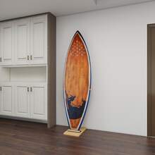 Wooden Surfboard Display Rack | Vertical Stand Design - Save Space, Protect Your Surfboard | Classic Surfboard Storage Solution for Home or Shop | Show Off Your Surfboard - Natural Wood Color - View 6