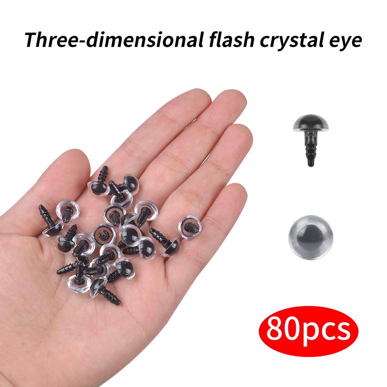 80Pcs Colorful Plastic Safety Eyes, Stuffed Animal Eyes,10MM Plastic