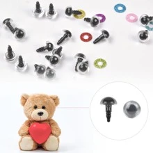 80 件彩色塑料眼珠，毛绒动物眼珠，10 毫米塑料实心眼珠带垫圈，适用于洋娃娃、毛绒动物和熊 DIY 眼珠工艺品制作 - 彩色 - 查看 8