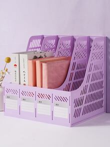 1入組素色裝飾書擋簡約多功能辦公室書擋書籍整理 - 紫色 - 查看 2