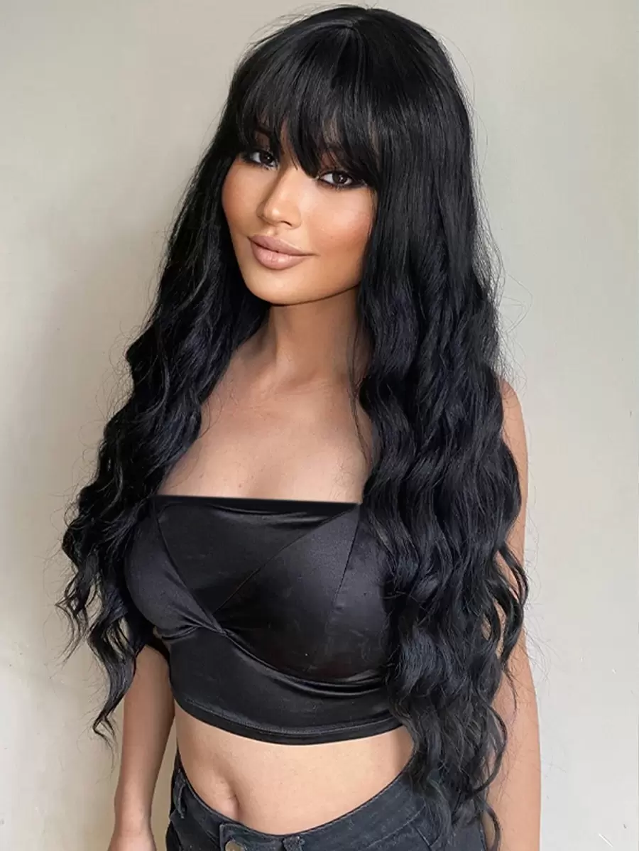 自然長款卷人造假髮帶劉海