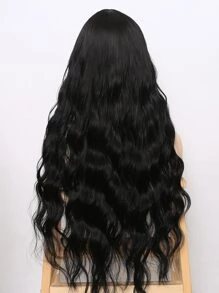 自然長款卷人造假髮帶劉海 - 黑色 - 查看 8