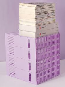 1入組素色裝飾書擋簡約多功能辦公室書擋書籍整理 - 紫色 - 查看 10