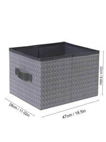 1pc Elegant Fabric Storage Box (Available In Multiple Sizes), Washable & Foldable Organizer For Clothes, Toys, Books, Etc. - No. 1 gray square - View 3