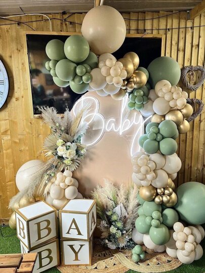 149pcs Green Beige Gold Balloon Garland Arch Kit Happy Birthday Decorations Balloons Set Baptism Christening Party Decor Supplies