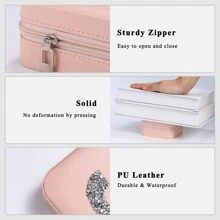 Initial Jewelry Box For Women Teen Girls Small Pink Jewelry Case Organizer Vocation Travel Essentials Graduation Gifts  For Women Teen Girls Teenage Gifts