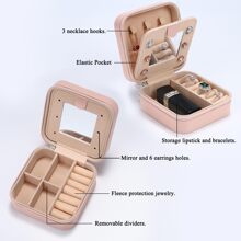 Initial Jewelry Box For Women Teen Girls Small Pink Jewelry Case Organizer Vocation Travel Essentials Graduation Gifts  For Women Teen Girls Teenage Gifts