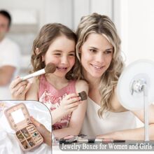 Initial Jewelry Box For Women Teen Girls Small Pink Jewelry Case Organizer Vocation Travel Essentials Graduation Gifts  For Women Teen Girls Teenage Gifts