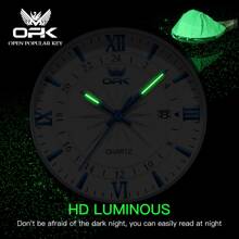 一OPK男士原始石英表防水不銹鋼時尚手錶帶日期展示 - 黑色 - 查看 9