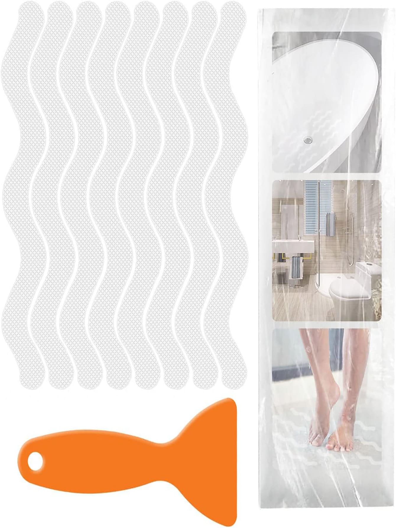 24 PCS White Patented Anti Slip Shower Stickers Safety Bathtub Strips ...