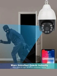 Reletech 1pc Outdoor Waterproof Bulb Surveillance Camera 2.4GHz/5GHz,360° Security Cameras Wireless Outdoor Full Color Day And Night,Two-Way Talk,Motion Detection, Audible Alarm, Easy Installation - Normal - View 7