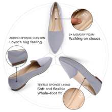 Women's Loafers - Pointed-Toe Elegant Soft Formal Shoes For Women, Valentine's Day, Carnival Gifts, Grey Shearling - Xám - Xem 3