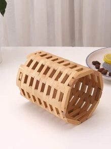 1pc Bamboo Cutlery Basket - Apricot - View 3
