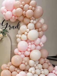 130 Peças Kit de Arco de Guirlanda de Balões Rosa Pastel Bege para Decoração de Festa de Aniversário, Chá de Bebê, Batizado, Casamento, Natal - rosa bege - Visão 2