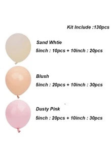 130 Peças Kit de Arco de Guirlanda de Balões Rosa Pastel Bege para Decoração de Festa de Aniversário, Chá de Bebê, Batizado, Casamento, Natal - rosa bege - Visão 3