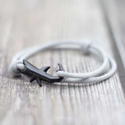 Hai Armband, Unisex, mehrlagiges Glücks-Armband aus schwarzer und roter Schnur, Paar-Geschenk, Sommer Strand Schmuck, Surfarmband