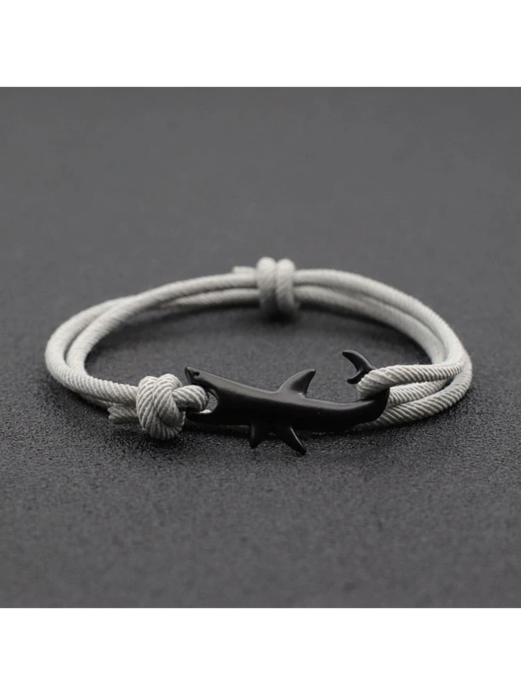 Shark Bracelet, Unisex, Multi-Layer Lucky Black & Red String Bracelet, Couple Gift, Summer Beach Jewelry, Surfing Bracelet