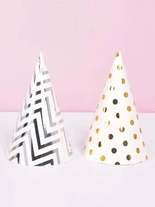 10入組波浪點鍍金派對帽,生日宴會裝飾,兒童成人生日裝飾紙帽,創意小禮物,假期配件,生日派對用品,生日禮物,派對裝飾用品