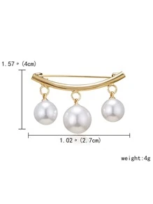 1入組銀色防滑珍珠裝飾胸針適用於服裝,合適的適用於翻領 - 銀色 - 查看 6