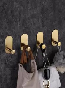 1 Miếng Keo dán Cái móc Móc áo Đối với Lưu trữ , Gắn trên tường Không có Khoan - Vàng - Xem 1