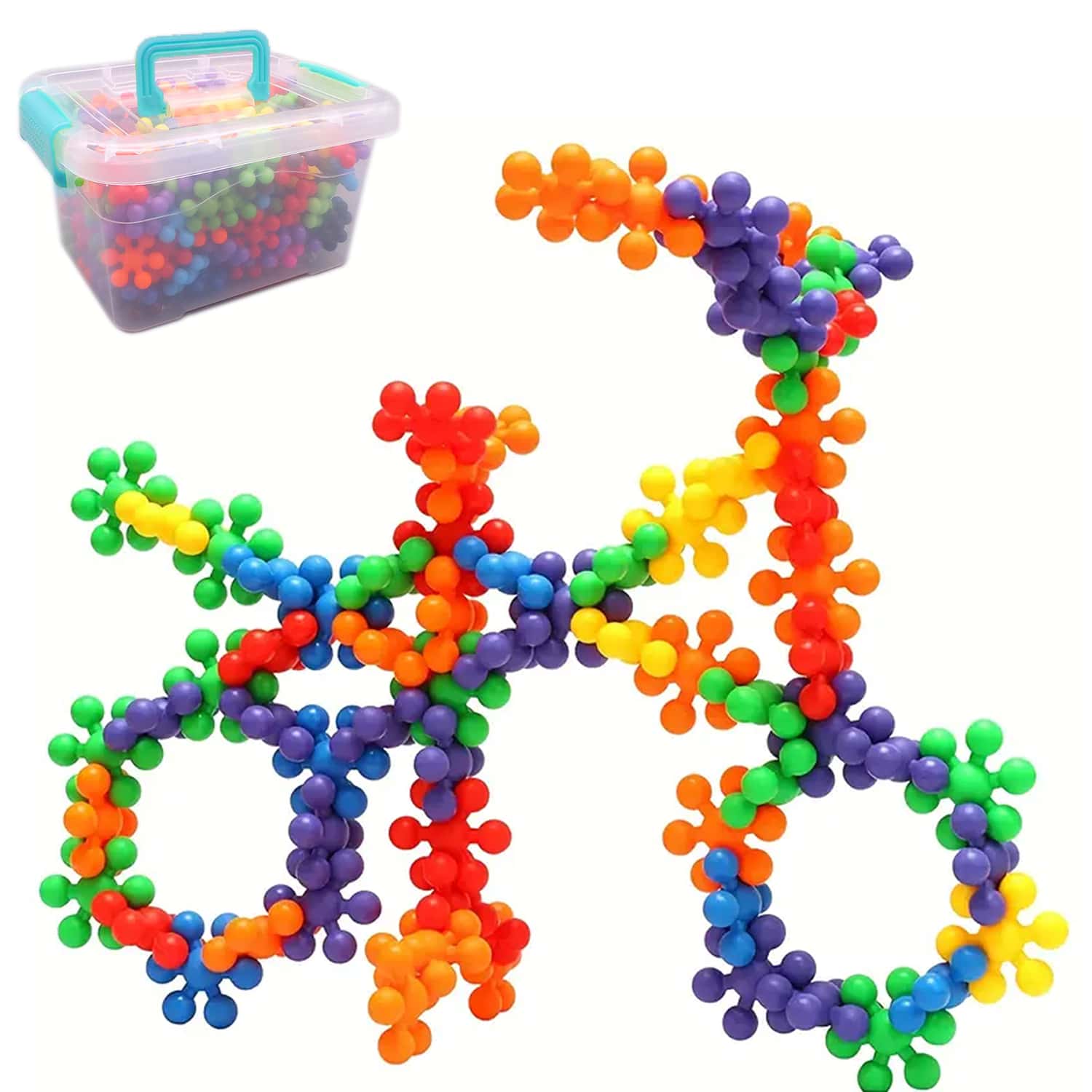 150入組含盒建築積木兒童STEM玩具，相互鎖定的實心塑膠教育玩具套裝，適用於3歲以上的學前男女孩，安全材料創意兒童玩具，學校、學生、文具、學用品 - 彩色 - 查看 1