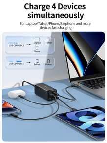 Rocoren Desktop Charger 100w Pd3.0(2c+2a) British Standard Black - Black - View 2