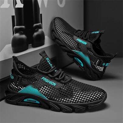 夏天男士鞋新款透氣鏤空網紗運動鞋輕便休閒跑步鞋舒服的時髦運動鞋
