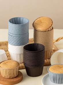 50 件装松饼纸杯蛋糕内衬铝箔烘焙杯，非常适合与朋友和同事一起举办万圣节派对 - 咖啡色 - 查看 3