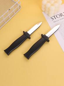 2 件可伸缩刀恶作剧玩具，可伸缩假刀魔术道具 - 黑色 - 查看 5