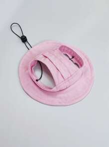 1 sombrero de cubo de lona con orejas expuestas, adecuado para que gatos y perros jueguen al sol dentro y fuera - Rosa - Ver 1