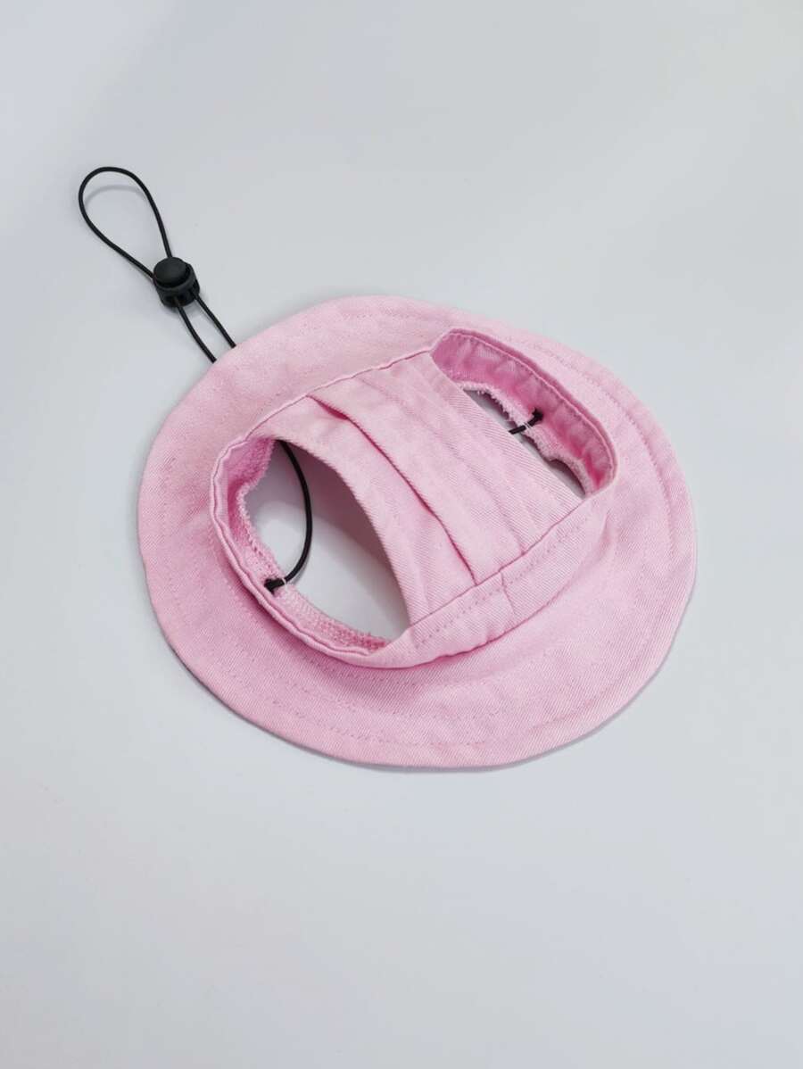1 sombrero de cubo de lona con orejas expuestas, adecuado para que gatos y perros jueguen al sol dentro y fuera - Rosa - Ver 1