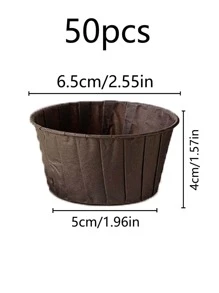 50 件装松饼纸杯蛋糕内衬铝箔烘焙杯，非常适合与朋友和同事一起举办万圣节派对 - 咖啡色 - 查看 4